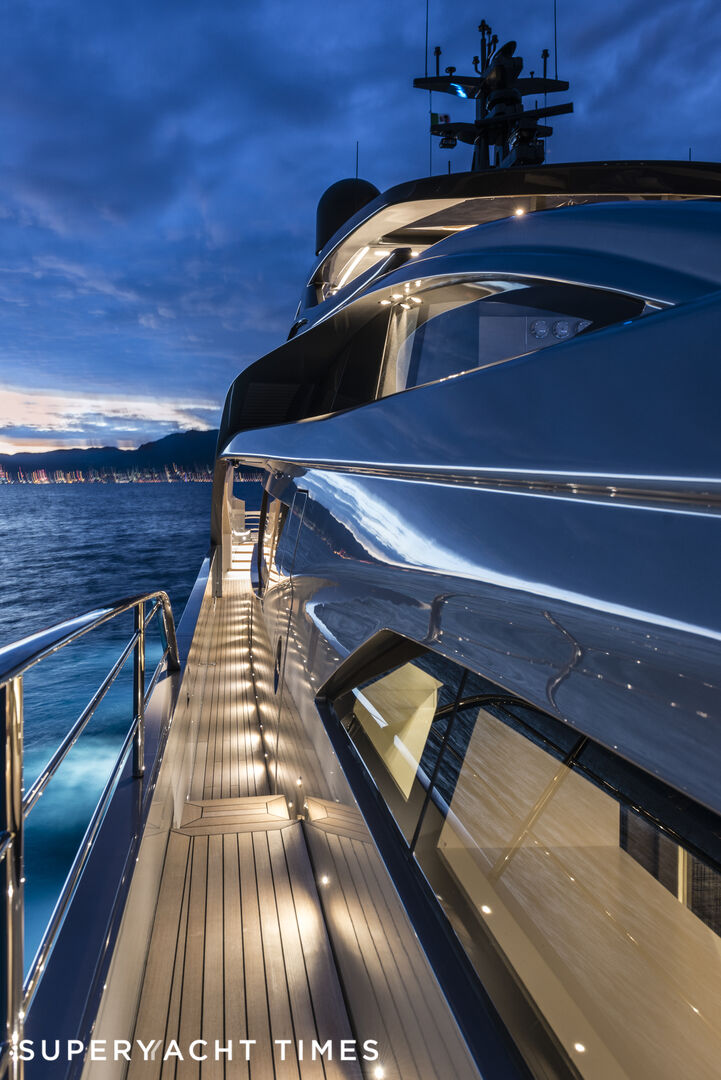 Chorusline yacht deck at night