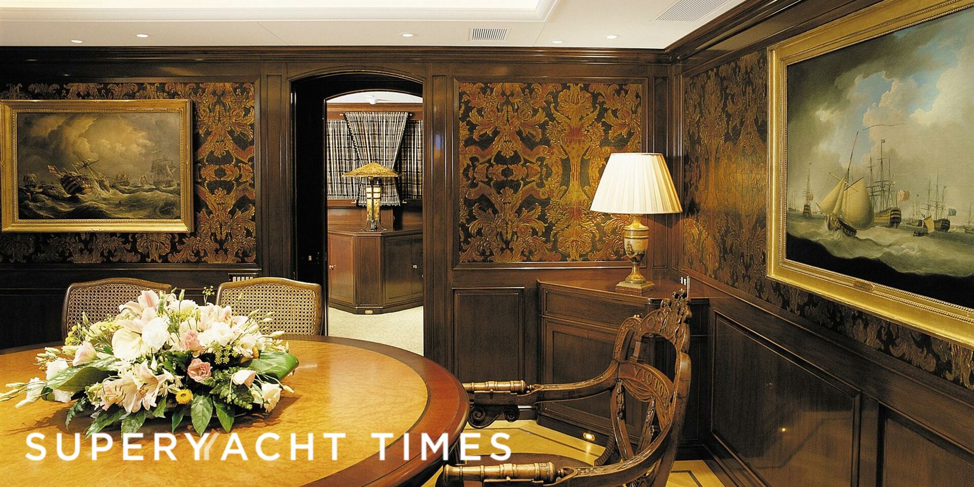 Phryne yacht dining table
