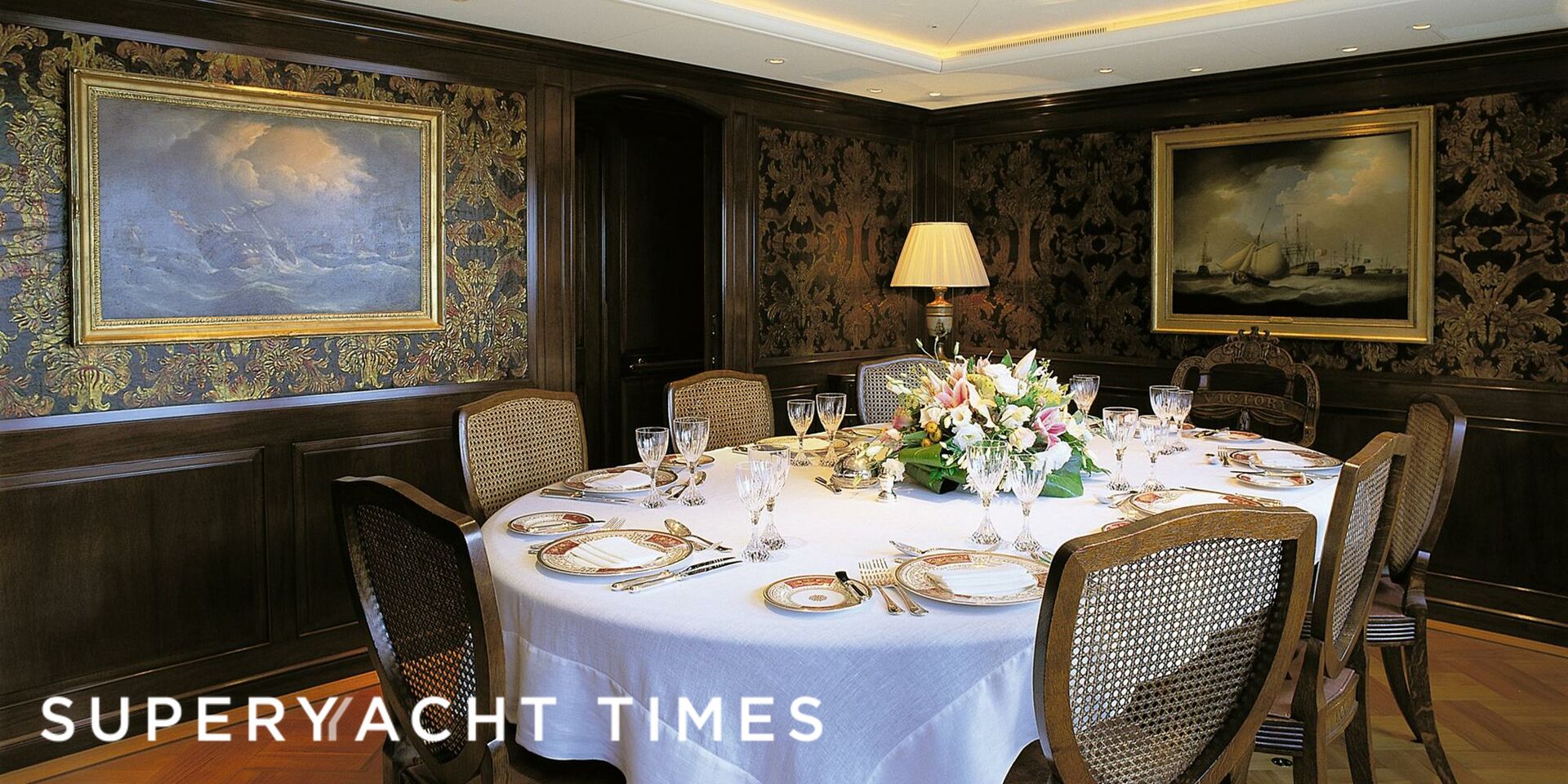 Phryne yacht dining table