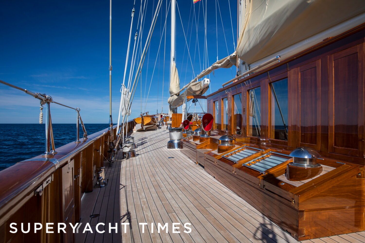 Adela yacht side deck 